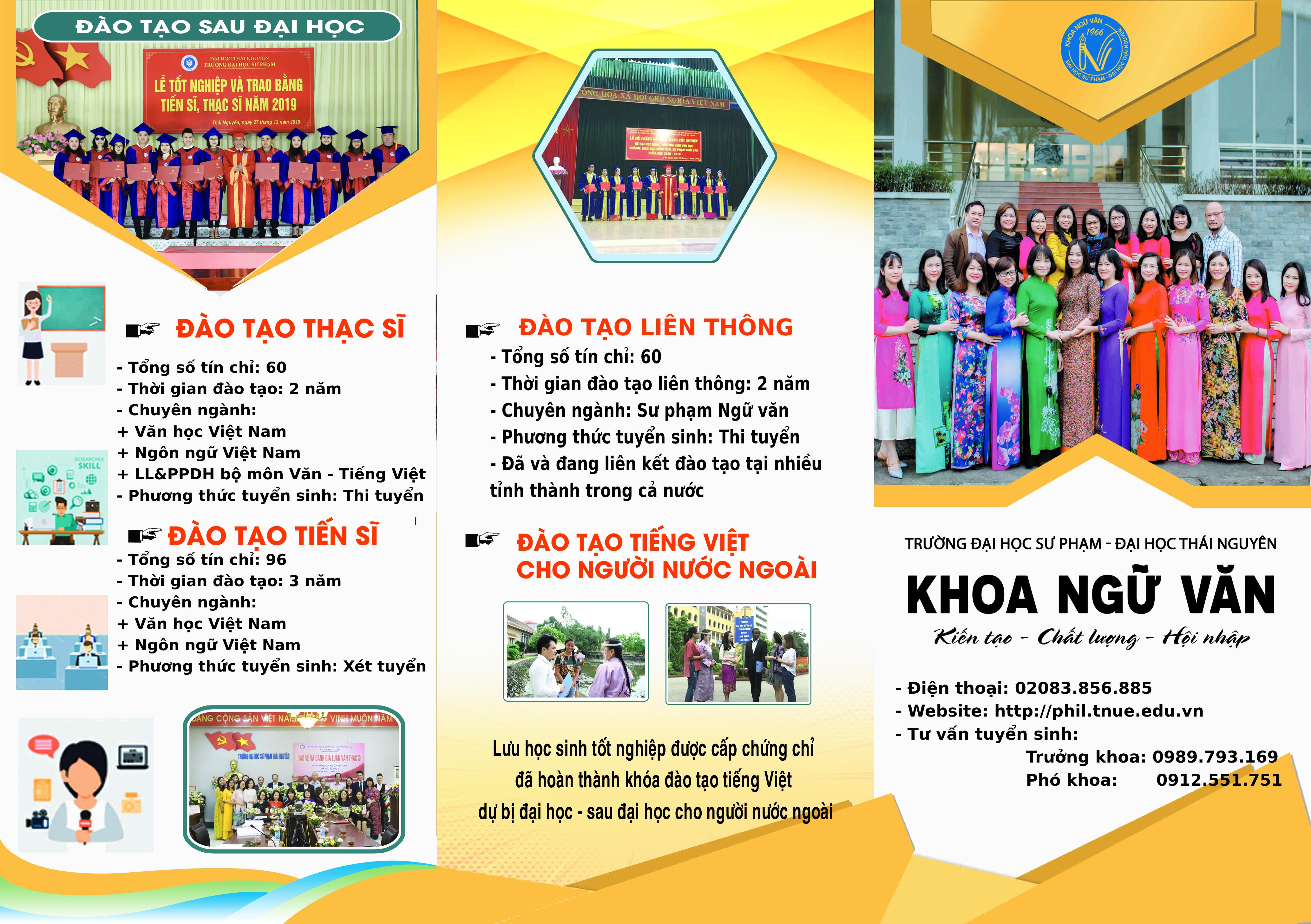 Thông tin tuyển sinh năm 2020 - Khoa Ngữ văn - Trường Đại học Sư phạm - Đại học Thái Nguyên